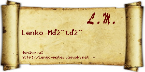Lenko Máté névjegykártya